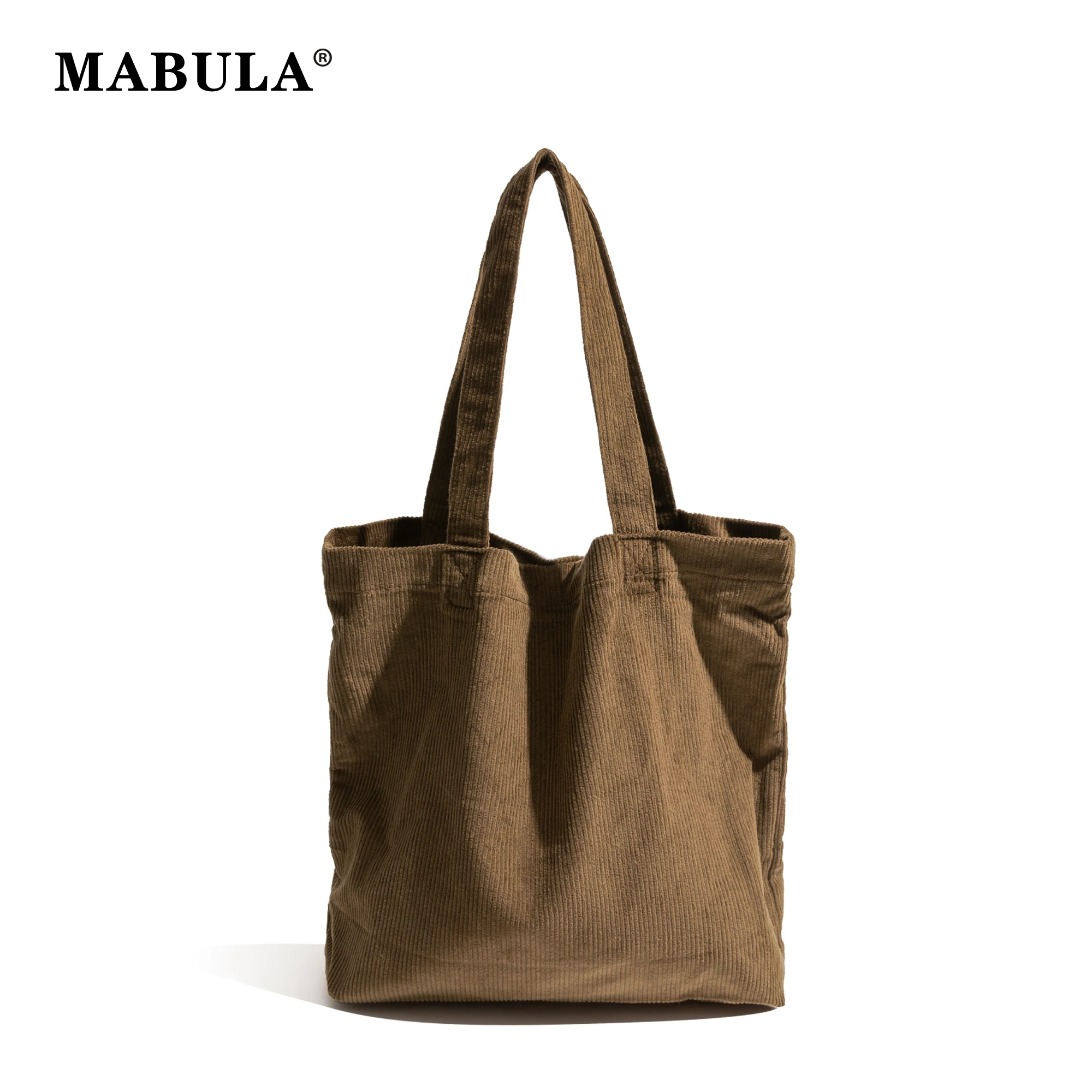 MABULA Simple Women's Canvas Shopping Bag Large Capacity Reusable Handbag Harajuku Commuter Bags Minimalist Korean Tote Bags