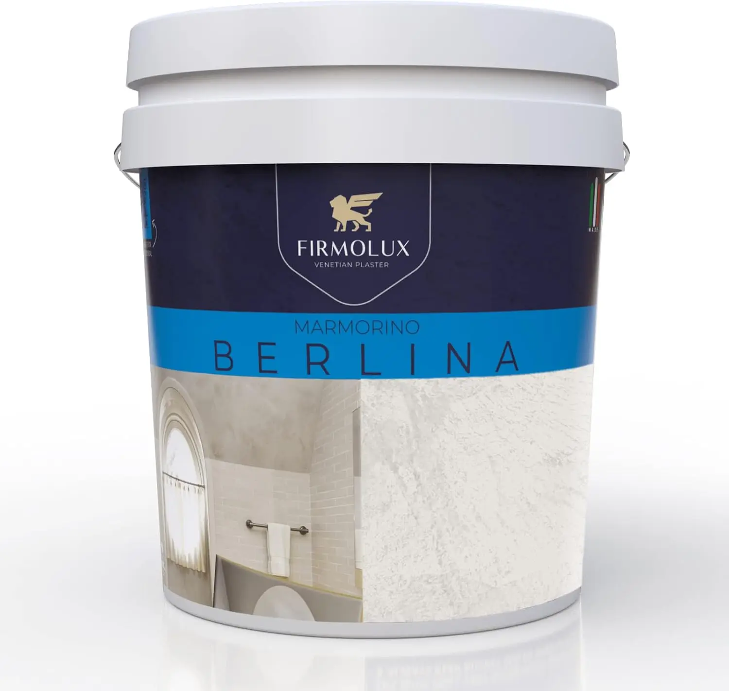 

Berlina Authentic Venetian Plaster Smooth Plaster Made in Italy from Lime & Marble Gray-Blue Colors (14) Color: SW7021 S