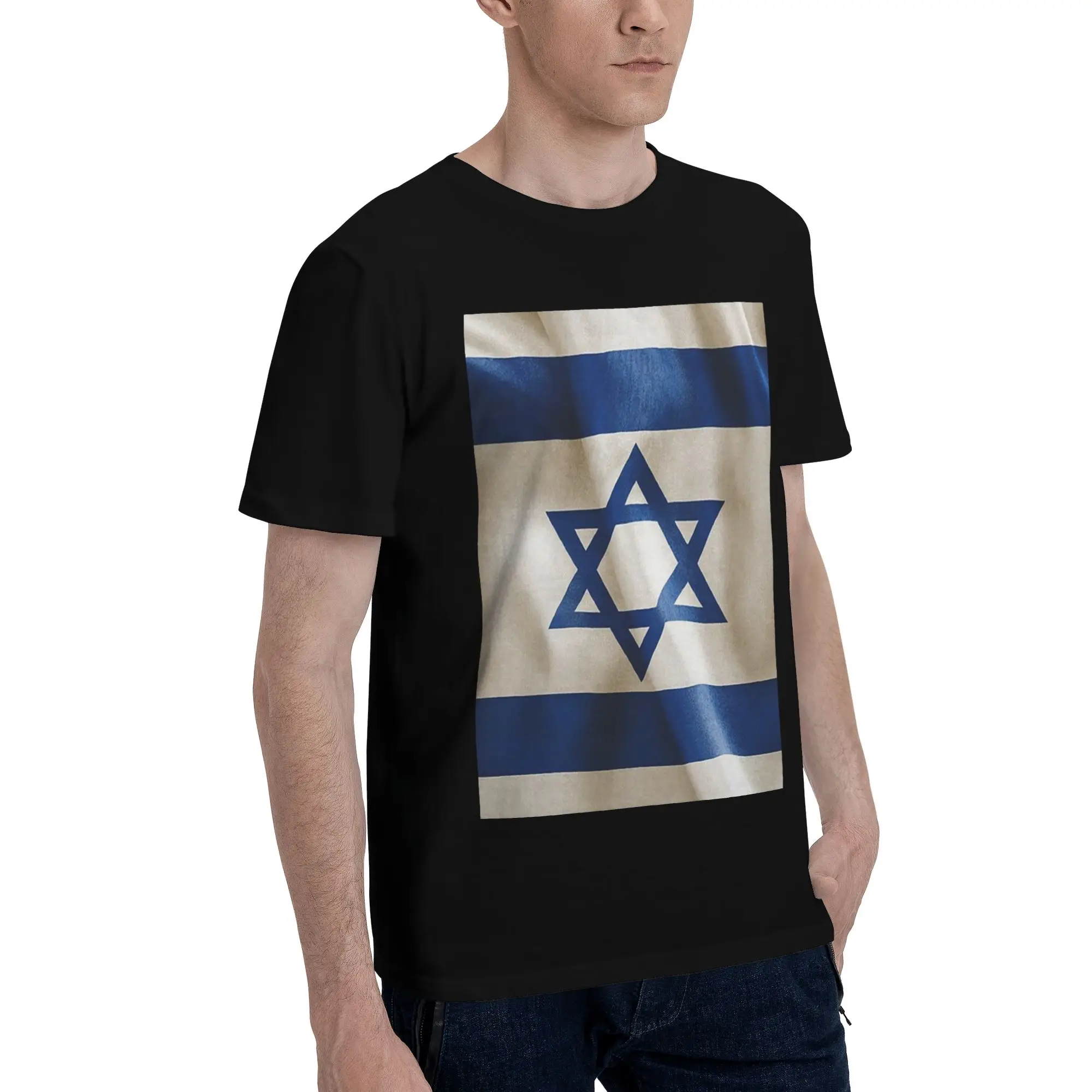 

Мужская футболка с флагом Израиля, футболки больших размеров, мужские хлопковые футболки с круглым вырезом, короткие летние мужские футболки
