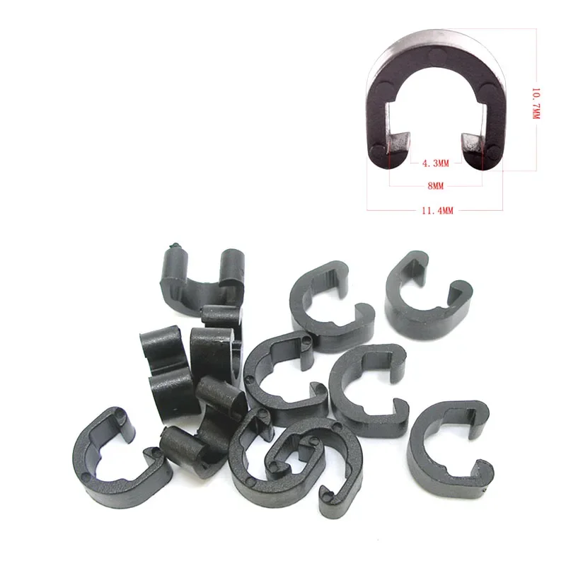 Iamok Mountain Bike 100Pcs Cable Tube Fixing Clip Plastic Pipe Clamp C-type Buckle Bicycle Accessoriers