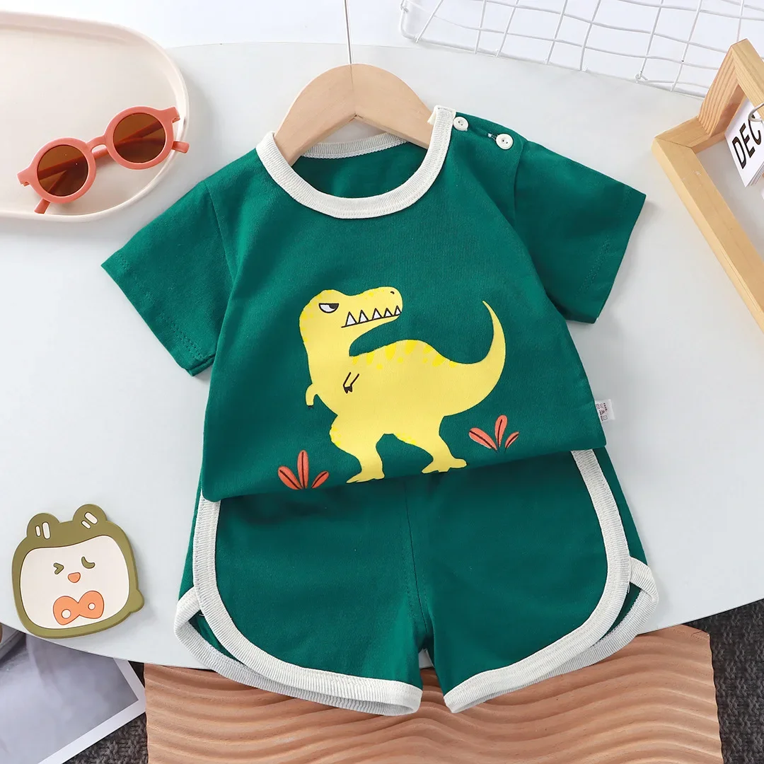 Summer cotton cartoon casual childrens set Baby Clothes girl girl boy T-shirt+shorts 2 pieces of 0-4-year-old childrens clothing image 6