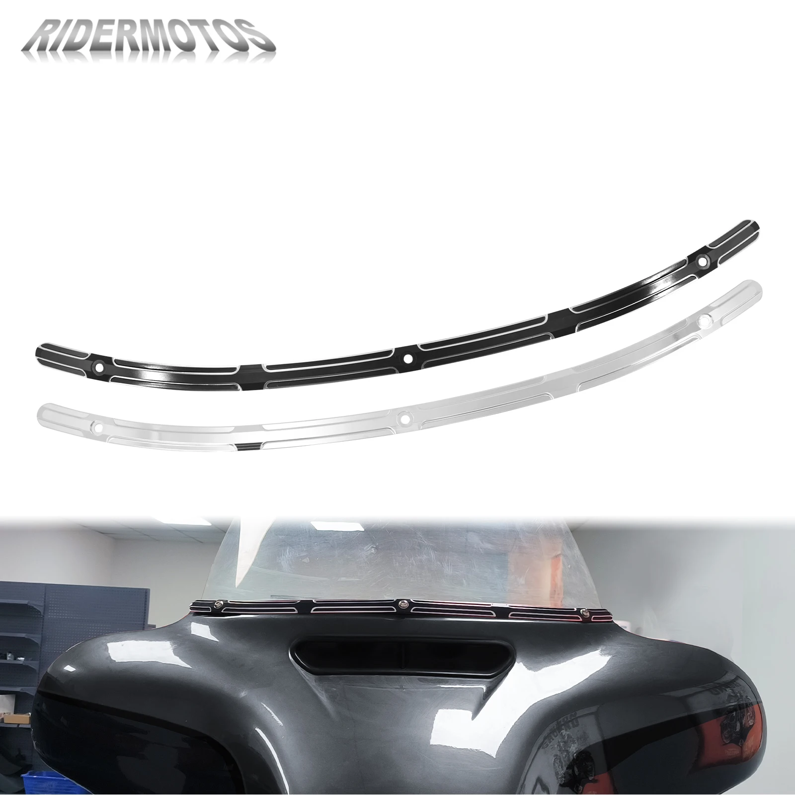 

Motorcycle Windscreen Trim For Harley Touring Electra Street Tri Glide FLHTC FLHX Ultra 2014-Up CNC Windshield Trim Black/Chrome