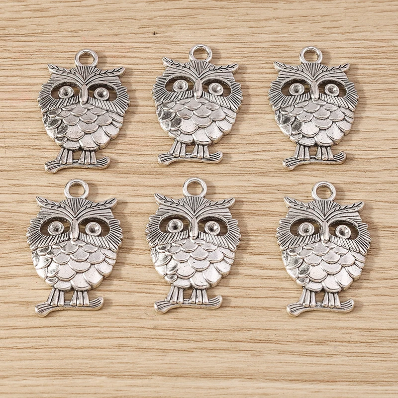 10pcs 22 x33 מ "מ קריקטורה קסמיה של קסמיה ינשוף תליוני תכשיטים להכנת עגילים שרשראות צמיד יהלומים ציוד