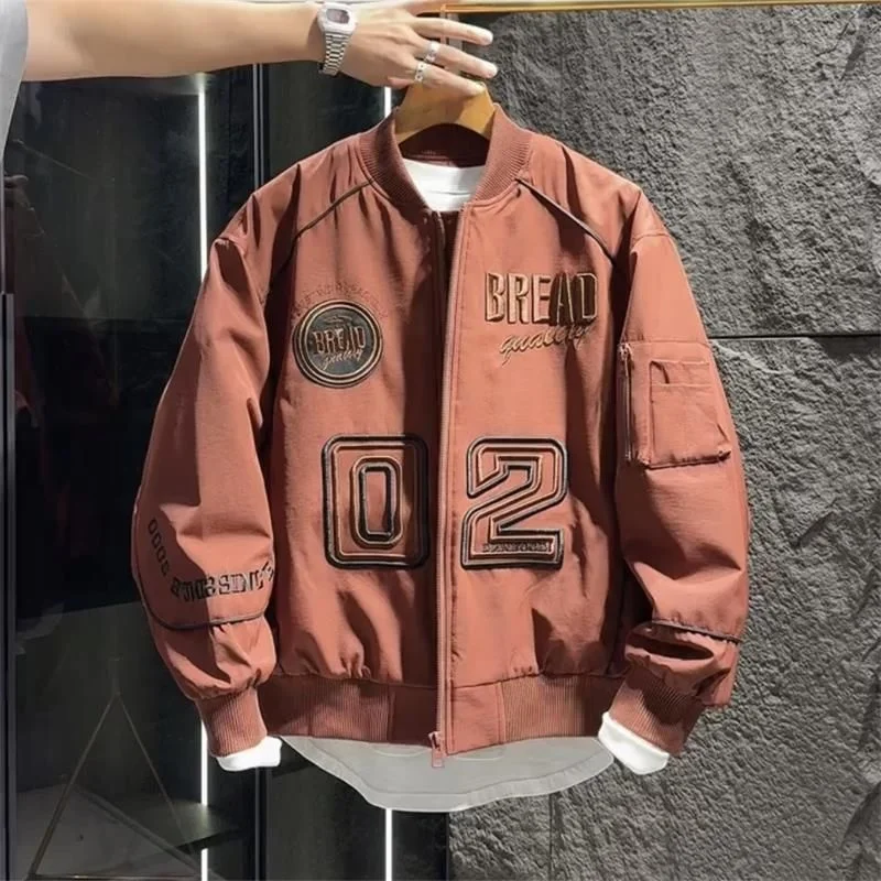 

Heavyweight Faionable Embroidered Letter Men's Jaet Autumn Winter New Sle Streetwear Loose American Baseball Coat