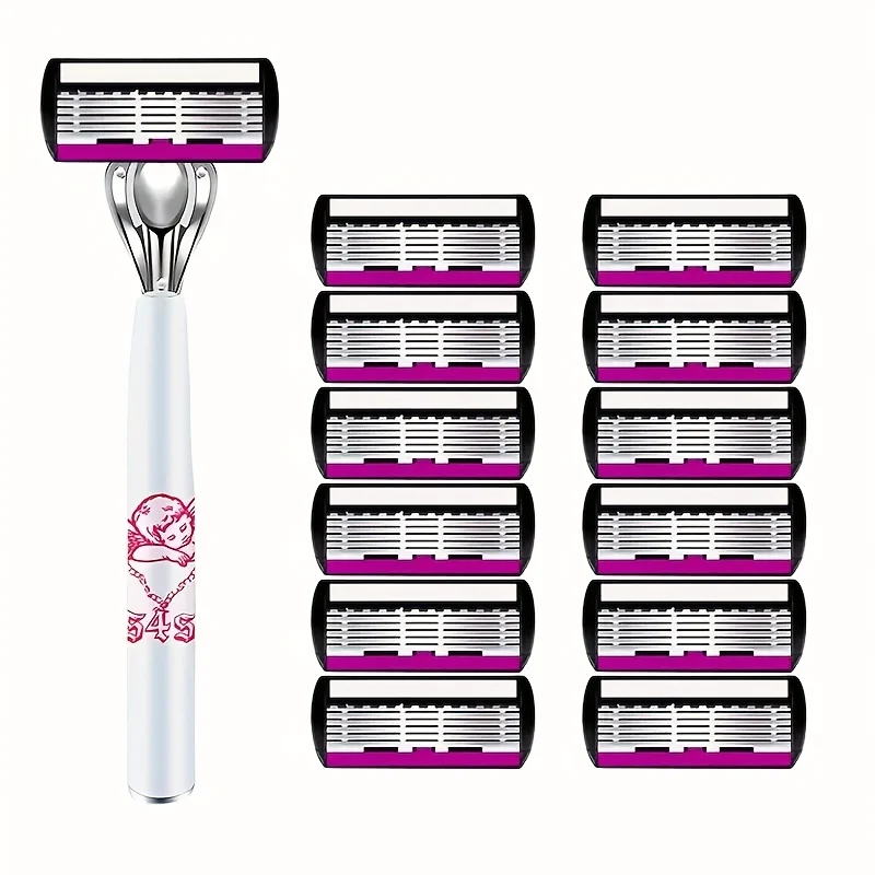 ماكينة حلاقة آمنة مكونة من 6 طبقات لشفرات الحلاقة اليدوية للرجال بمقبض طويل ماكينة حلاقة آمنة بطبقة مزدوجة للاستحمام والسفر في الفنادق #5