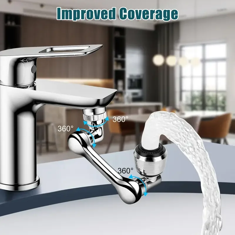 2pcs 1080° Swivel Faucet Spray Head Wash Basin Robot Arm Faucet Extender Sink Accessories for Extension Faucet Easy Install