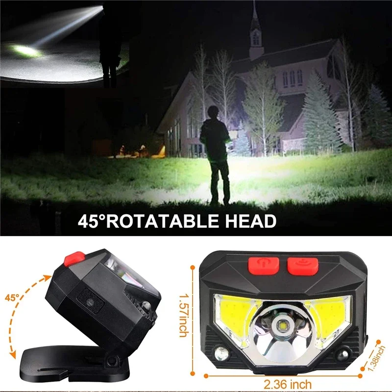 1-2 PCS Powerful COB LED Headlamp Smart Motion Sensor Headlight USB Rechargeable Head Lamp Waterproof Head Flashlight