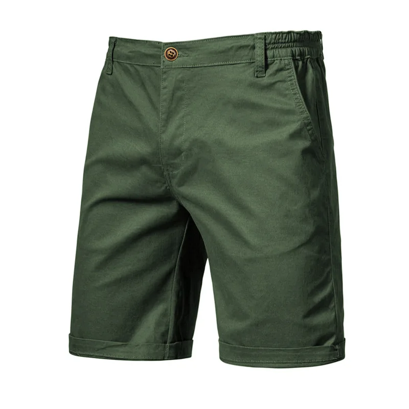 Cotton Men's Shorts, Solid Color Straight Leg Elastic Waist Pants, Casual Beach Walking Summer Shorts Man