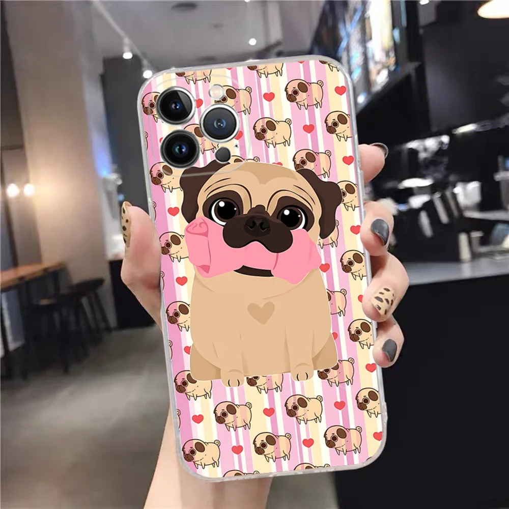 Cute Pug Dog Phone Case For iPhone 15 14 11 12 13 Mini Pro XS Max Cover 6 7 8 Plus X XR SE 2020 Funda Shell