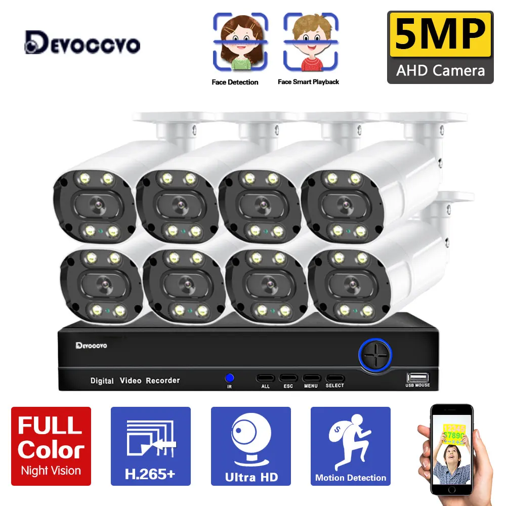 

5MP 8 Channel DVR Security Camera System Kit Outdoor Waterproof AHD CCTV Video Surveillance 8 Cameras System Set 8CH XMEYE H.265