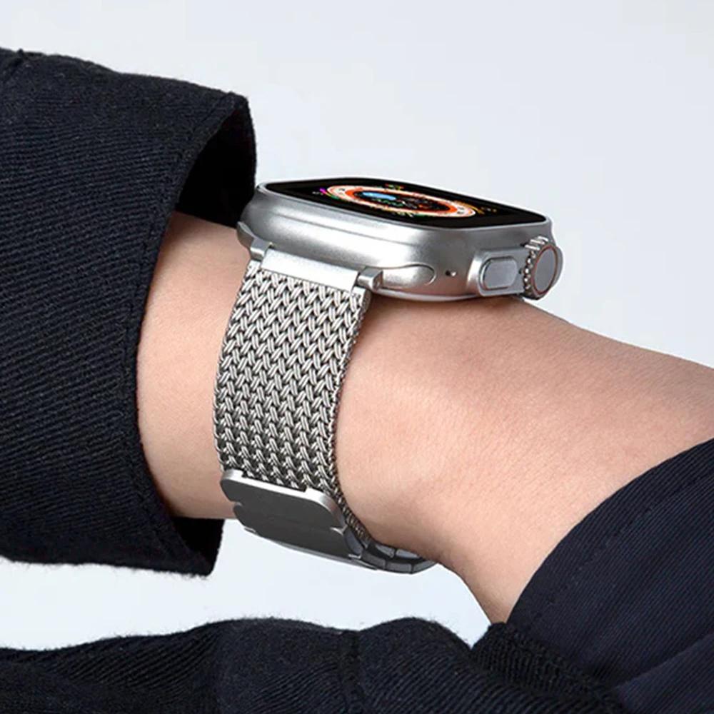 Magnetisches Schlaufenarmband für Apple Watch Ultra 2 49 mm 10, 46 mm, Edelstahl-Herrenarmband, Armband für IWatch 7, 8, 9, 6 Se 5, 45 mm 44