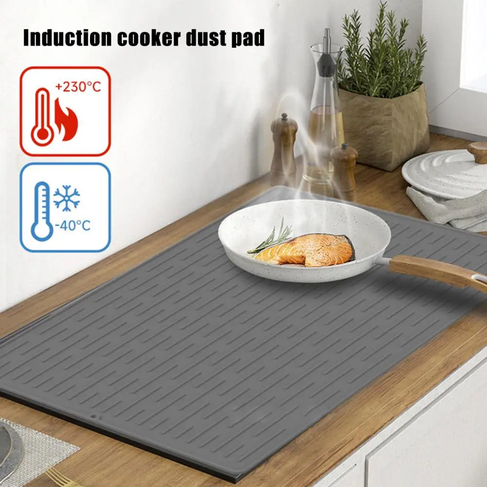 Silicone Stove Mat for Glass Top Stove Heat Resistant Kitchen Dish Drying Mat Glass Cooktop Protector Large Stove Cover Mats