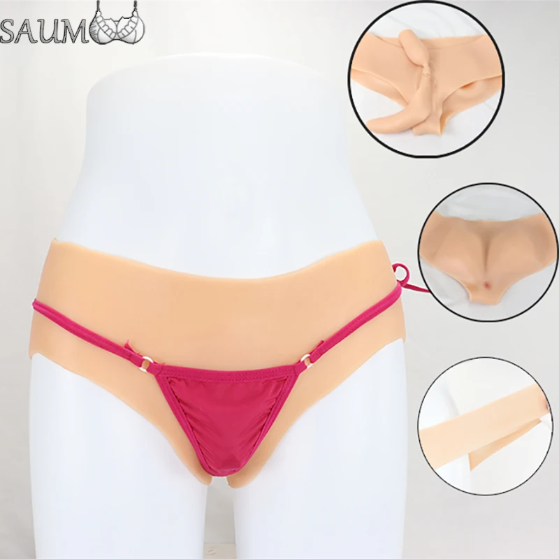 Silicone Hair-planting False Vagina Briefs False Female Transvestite Women Vagina Can Be Inserted CD Men\'s Queen Crossdresser