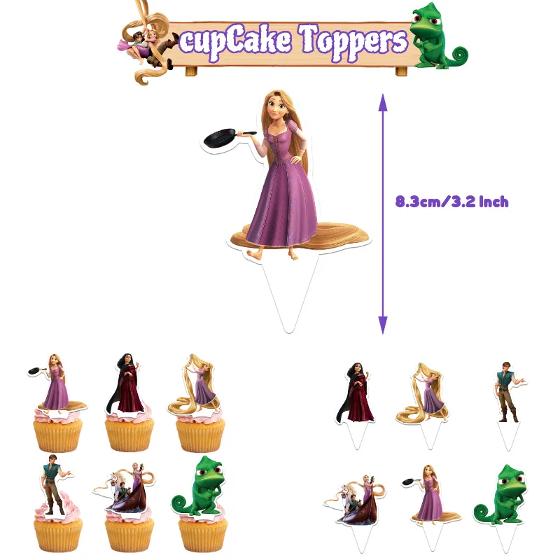 Disney Rapunzel Party Supplies Banner Cupcake Topper Balloons Children\'s Birthday Party Decorative Prop cake decoration for kids