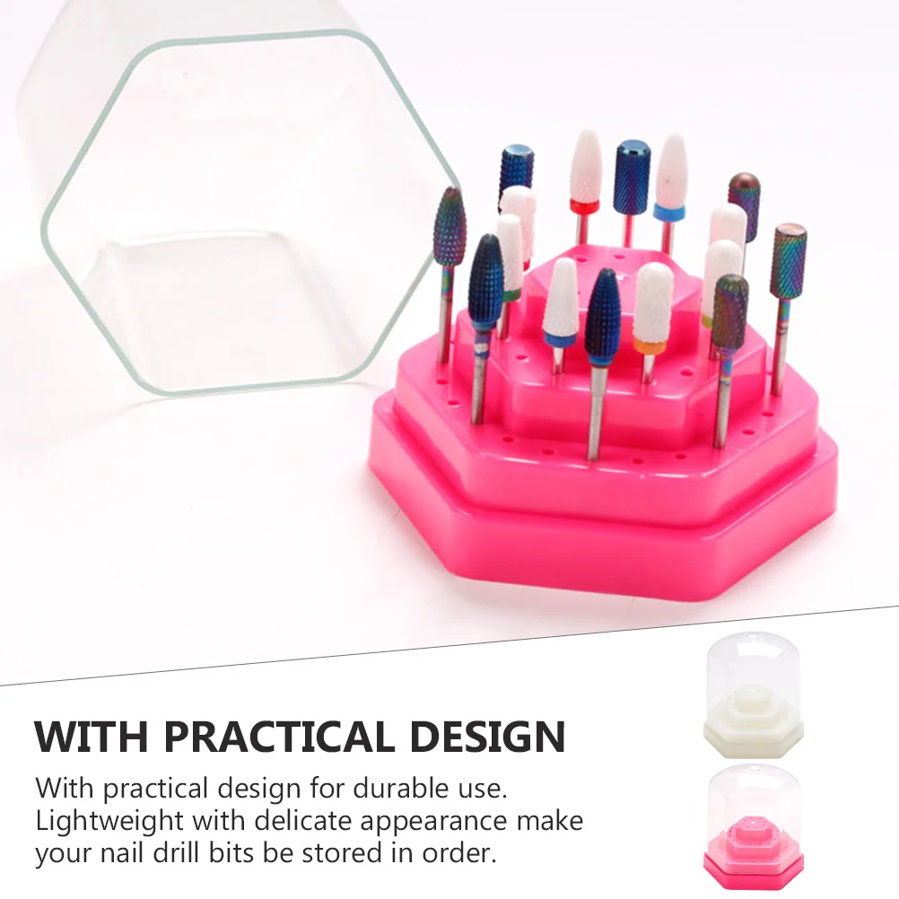 

2Pcs Nail Drill Bits Holder 48-Hole Transparent Cover Dustproof Display Organizer Nail Grinding Head Storage Box