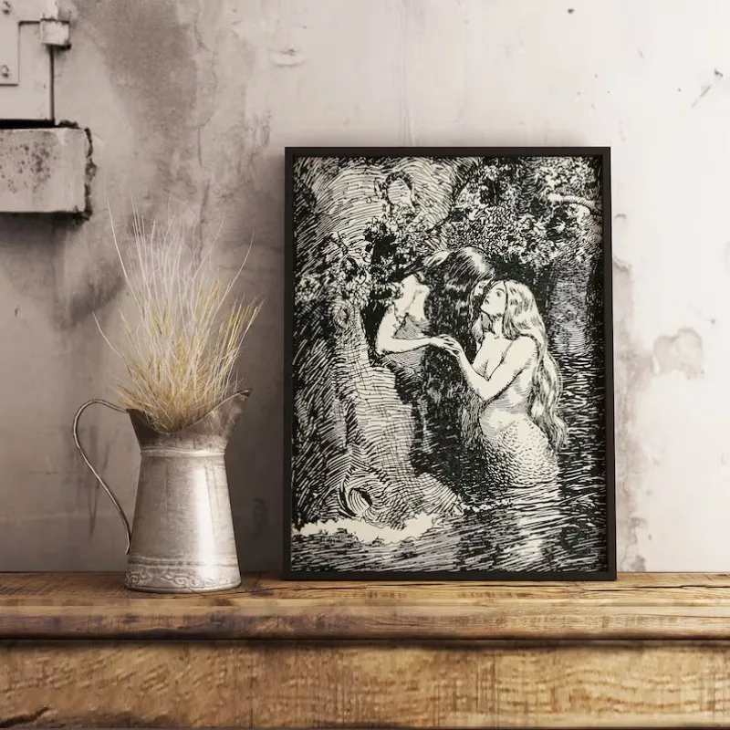 Vintage Classical Lesbian Poster Romantic Couple Woman LGBT Antique Canvas Painting WLW Wall Art for Living Room Home Decor Gift