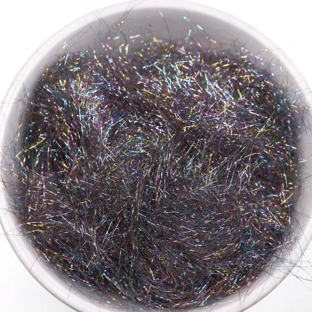 2 Beutel 3,5 cm Ice Dubbing Fliegenbindematerial für Scud Nymphen Minnow Streamer Ice Wing Fiber Flash Sparkle mit Thorax-Material – Detail 8