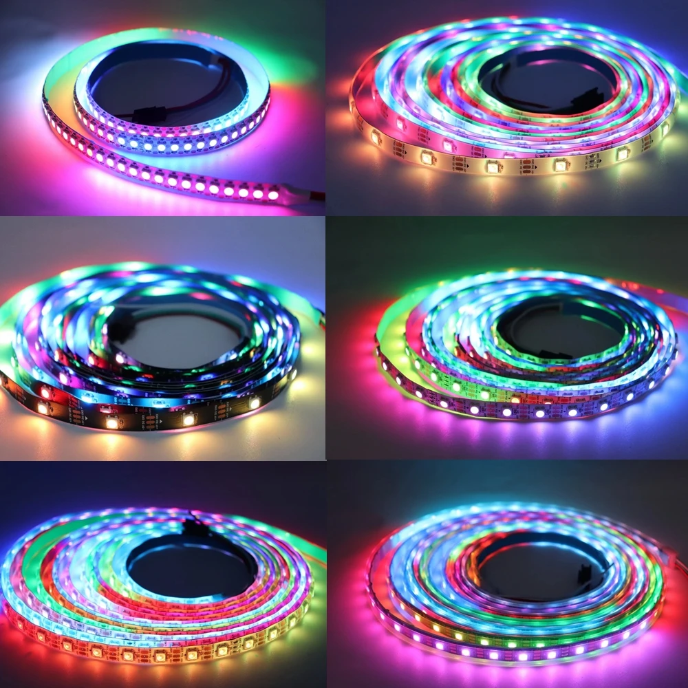 WS2812B LED light DC5V black white PCB addressable intelligent pixel magic light 30 60 74 96 144LED/S IP30 65 67 1-5M