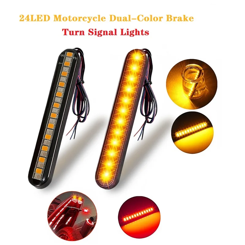 Motorcycle 12V LED Turn Signal Light Motorcycle Blinker Indicator 24LED Flowing Water License Plate Light For Honda CBR500R