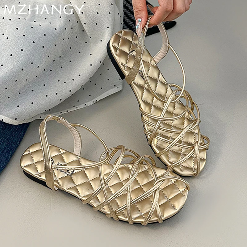 

Женские сандалии на плоской подошве. Дизайнерская повседневная обувь. Модные тапочки. Римские прогулочные пляжные шлепанцы. Новые модельные шлепанцы. Уютные сандалии Mujer.