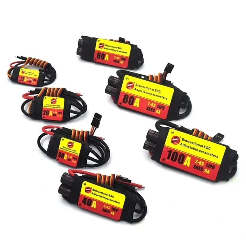 12A/20A/30A/40A/50A/60A/80A Bidirecional Ajustável Brushless ESC para Controle Remoto Carro Hélice Subaquática Pneumática