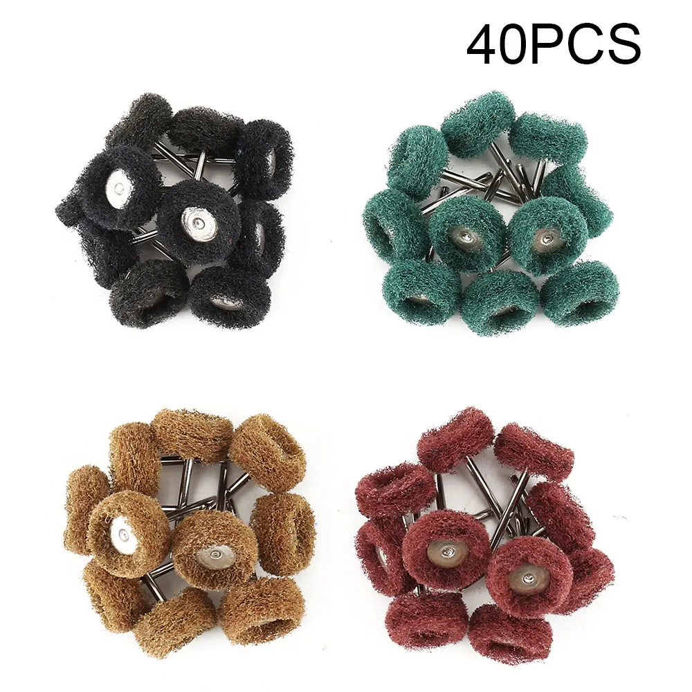 40Pcs Mini Drill Abrasive Brush Nylon 1 Inch 25mm Buffing Polishing Wheel with 3mm Shank for Dremel Rotary Tool Accessories Set