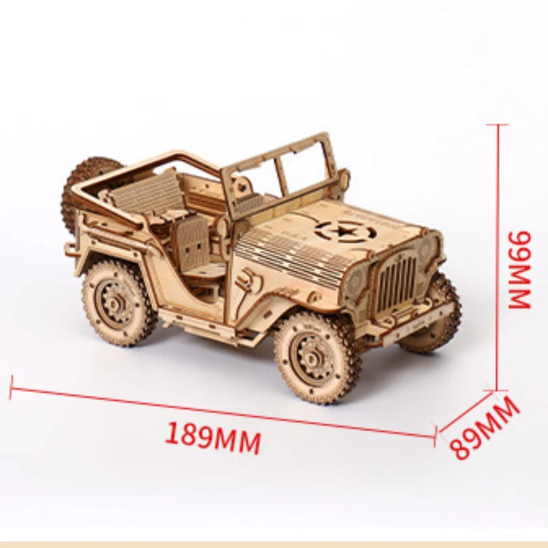 DIY Off-road Car Wood Puzzle Toys Child Classic Jeep Building Block Scale Models Construction for Adults 3d Ww2 Military Vehicle