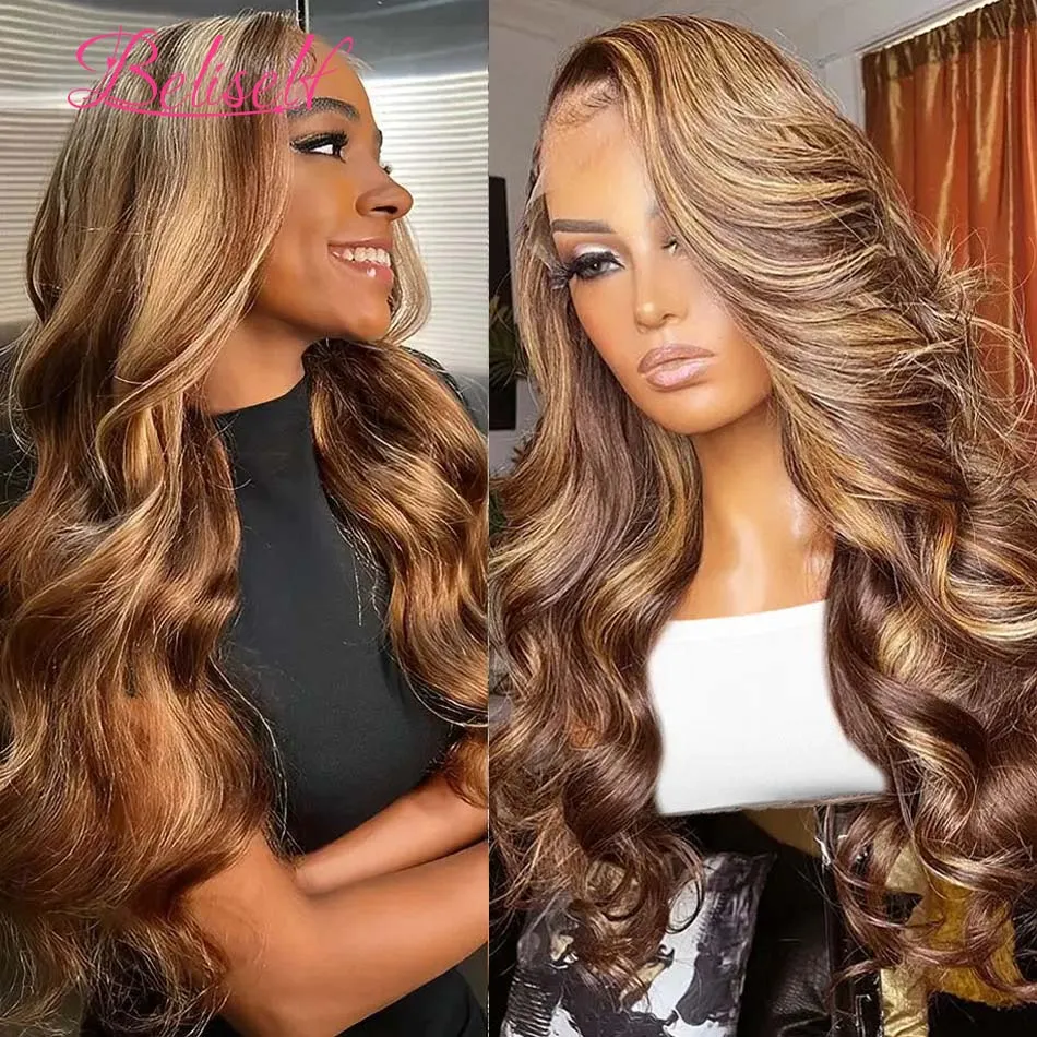 13x6 HD Lace Wig Human Hair 4/27 Highlight Wig Body Wave Human Hair 13x4/13x6 Lace Frontal Wigs Pre Plucked 5x5 HD Closure Wig