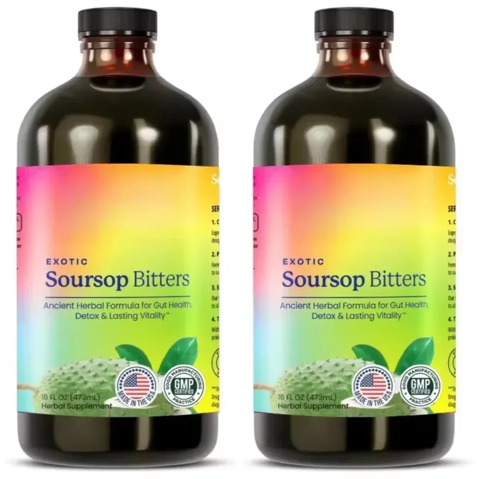 Herbs Soursop Bitters Liquid with Soursop Leaves for Gut Cleanse, Detox & Immune Boost with Irish Moss, Ashwaganda, Turmeric