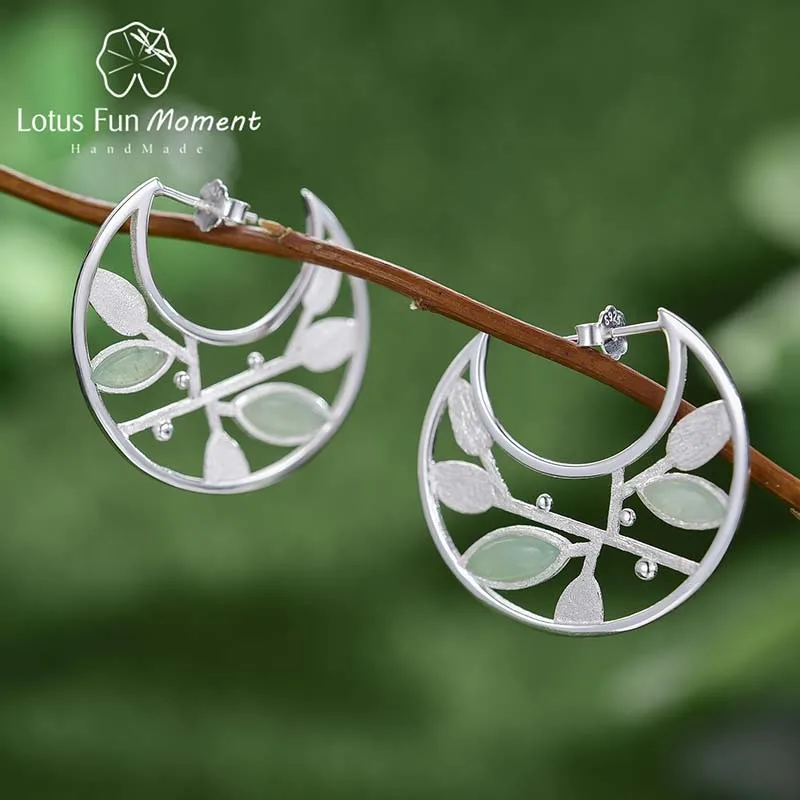 

Lotus Fun Moment, настоящее серебро 925 пробы, натуральный камень, ювелирные изделия, весенние серьги-кольца с воздушными листьями для женщин, подарок
