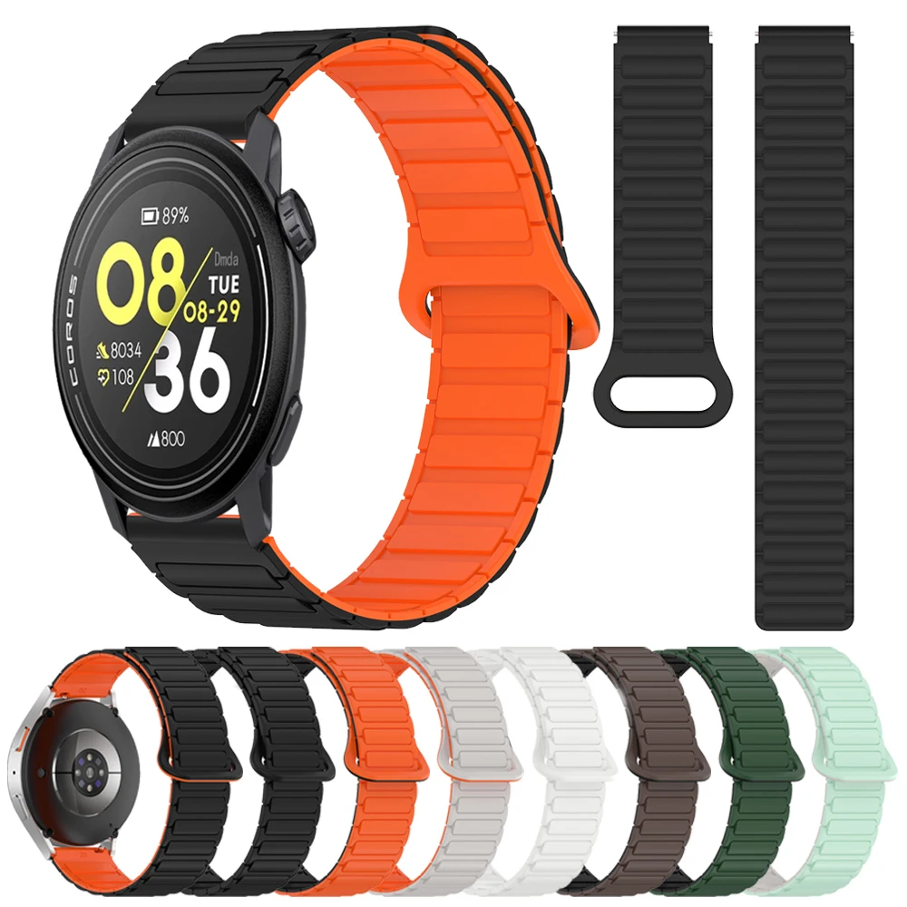 Magnetyczny silikonowy pasek do COROS APEX 42mm 46mm 2 Pro/PACE Pro 3 2 20mm 22mm Miękki pasek do zegarka do AMAZFIT BIP 6 5 Bransoletka sportowa