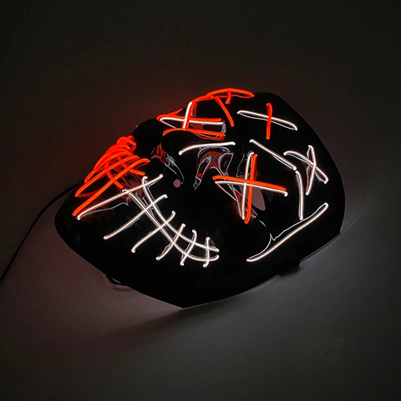 Newstyle LED V-Maske Maskerade DJ Kostümzubehör Leuchtende Geister Tanzmaske Nachtleuchtende gruselige Teufel Gesichtsmasken für Männer