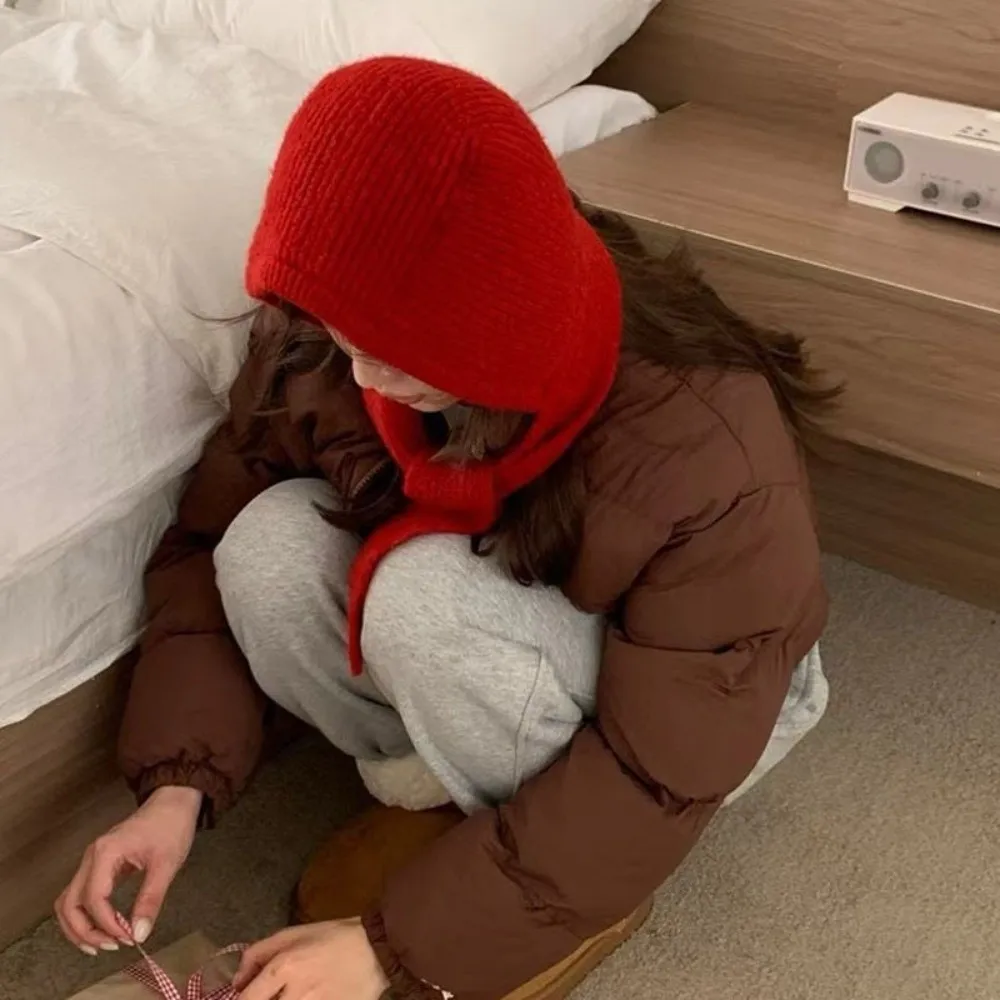 Moda inverno passamontagna berretto caldo antivento lavorato a maglia cappello con cappuccio spesso collo da sci sciarpa berretto uomo donna