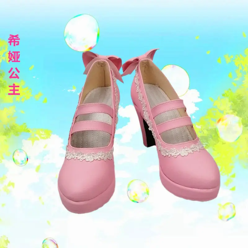 Anime Who Made Me a Princess Siya Cosplay Shoes Pink High Heels Short PU Leather Boots For Halloween Carnival