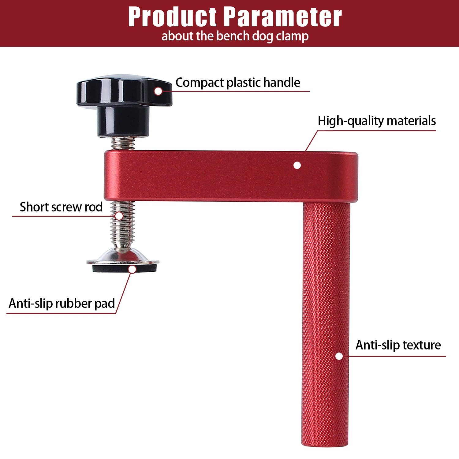 Imagem -04 - Workbench Workbench Dog Hole Clamp Carpintaria Desktop Clipe Fixo Quick Acting Segure Grampos Mesa Mft 19 mm 20 mm