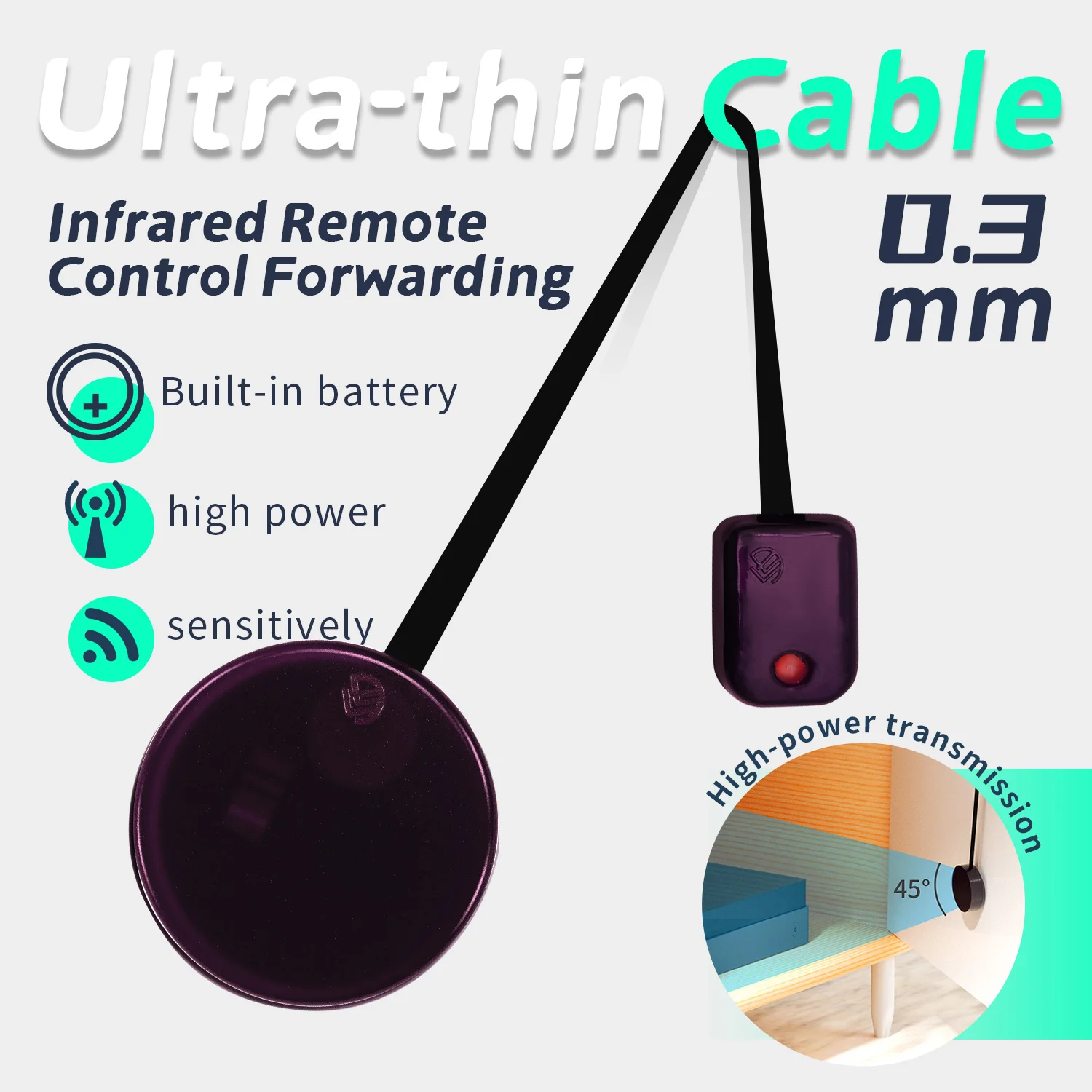 High-Power Infrared Repeater Signal Amplifier Receiver Thin Extension Cable Infrared Receiver-FIB