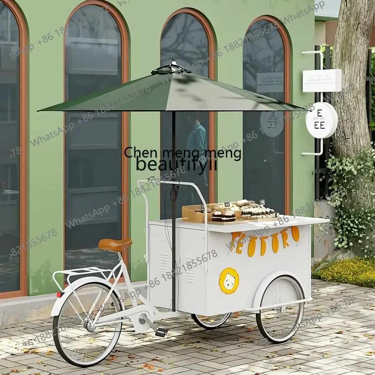 

D178 Y Retro solid wood food truck Mobile dining car Stall car Shopping mall display car Snack sales