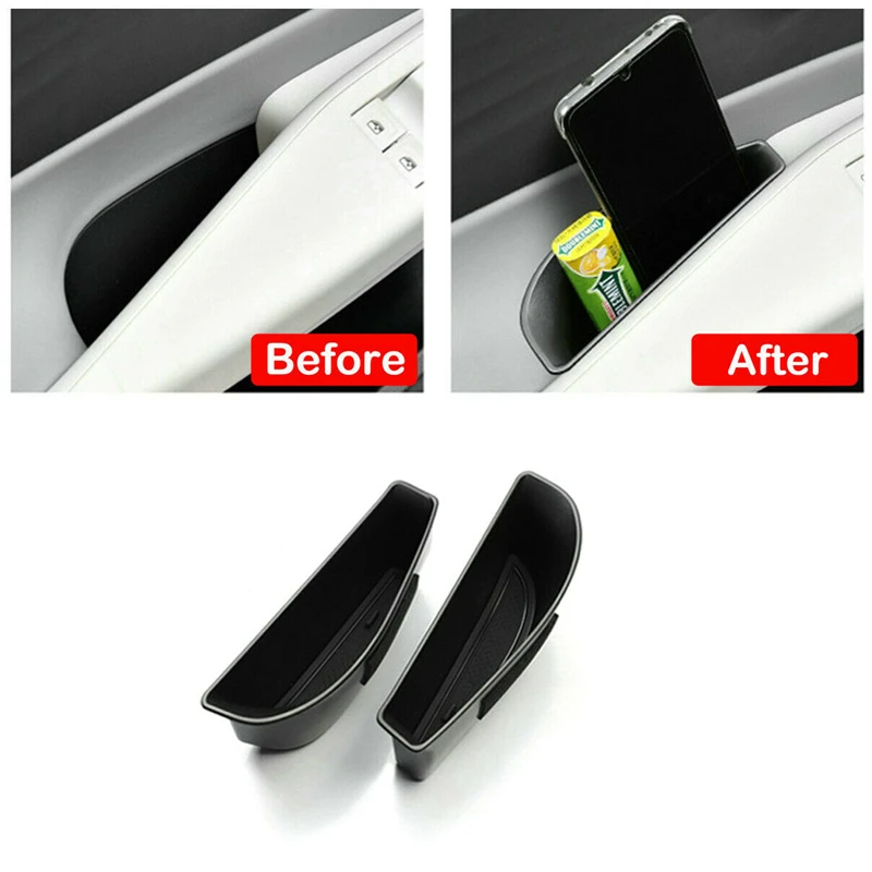 2pcs Front Door Holder Tray Handle Storage Box Container For VW ID.4 ID4 ID 4 Door Car Interior Accessories Black