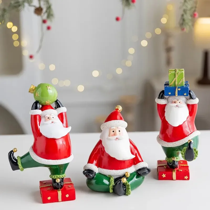 Creative Santa resin statue, suitable for home decoration and sitting or standing display, is a holiday gift for the