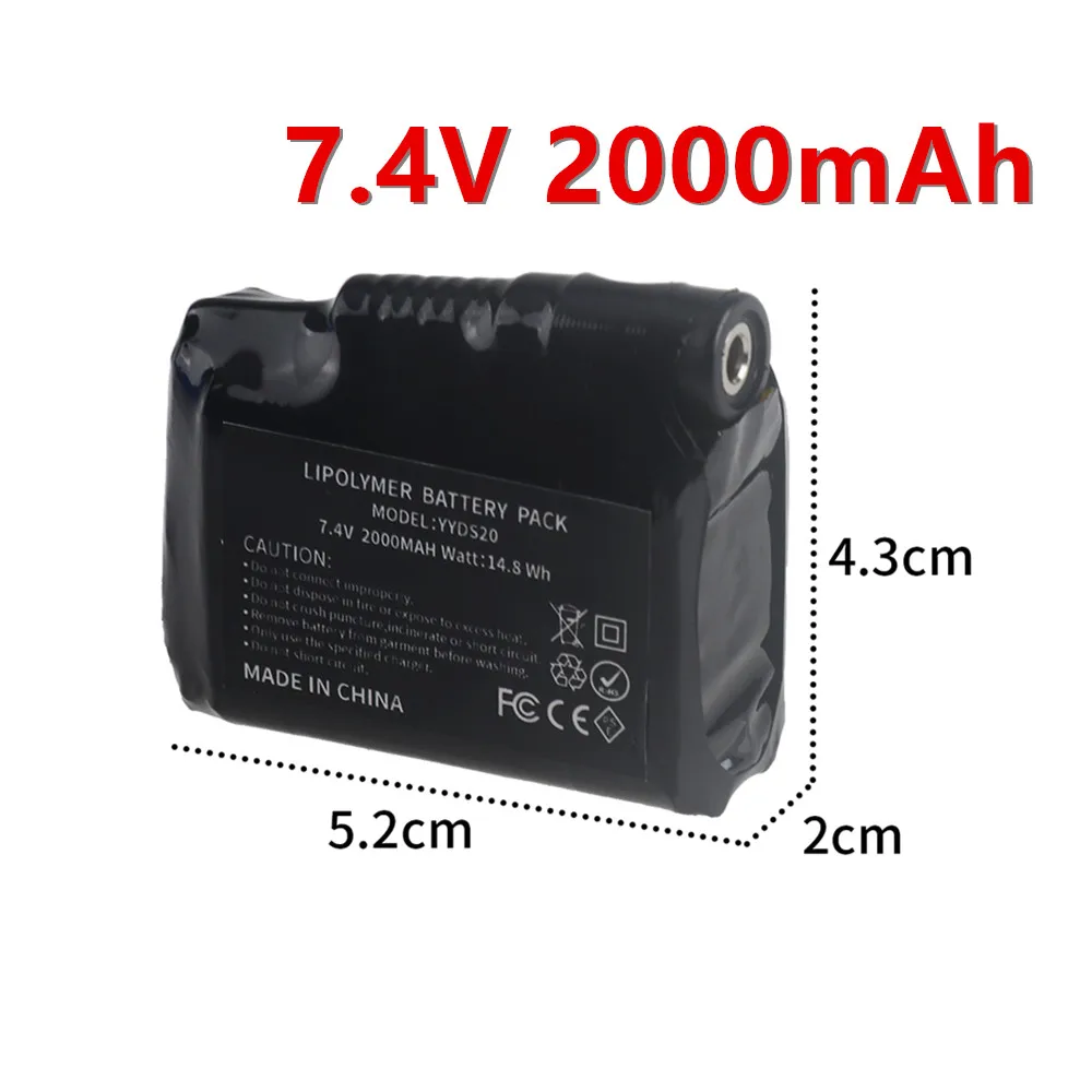 Upgrade Heated Gloves Battery 7.4V 2000mah 2S Polymer Lithium Battery for Heating Vest, Socks, Winter Antifreeze Heating Battery