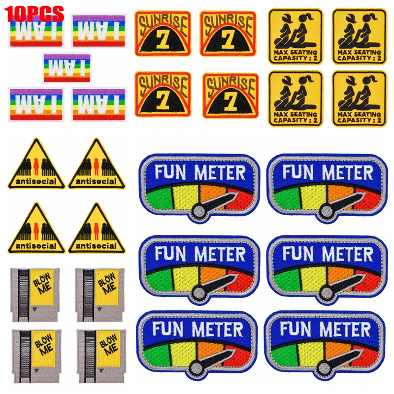 10PCS/lots Humorous Style Embroidery Patch Letter Slogan Embroidered Sew Badges Jackets Hats Backpack DIY Iron On Patches Sticke