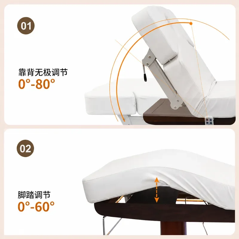 Multifunctional Adjustable Electric Beauty Bed for Eyelash Extensions Microblading Tattoo with Integrated Lamp and Massage