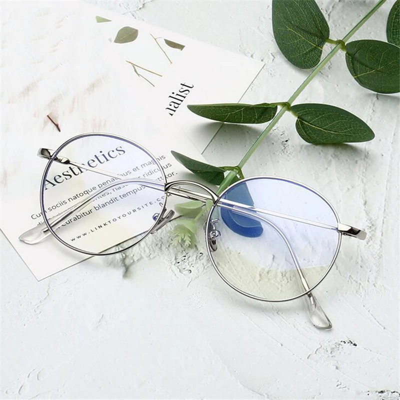 

Anti Blue Light Round Finished Myopia Glasses Women Men 77507 Metal Oval Short Sight Spectacles Diopter -0.5 -0.75 -1.0 To -6.0
