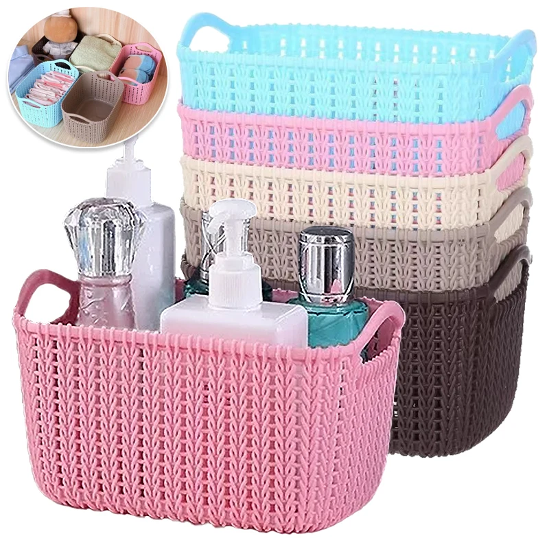 

6/12 шт. корзина для хранения, плетеная кухонная корзина из ротанга, настольный органайзер для дома, макияжа, закусок, игрушек, разные предметы