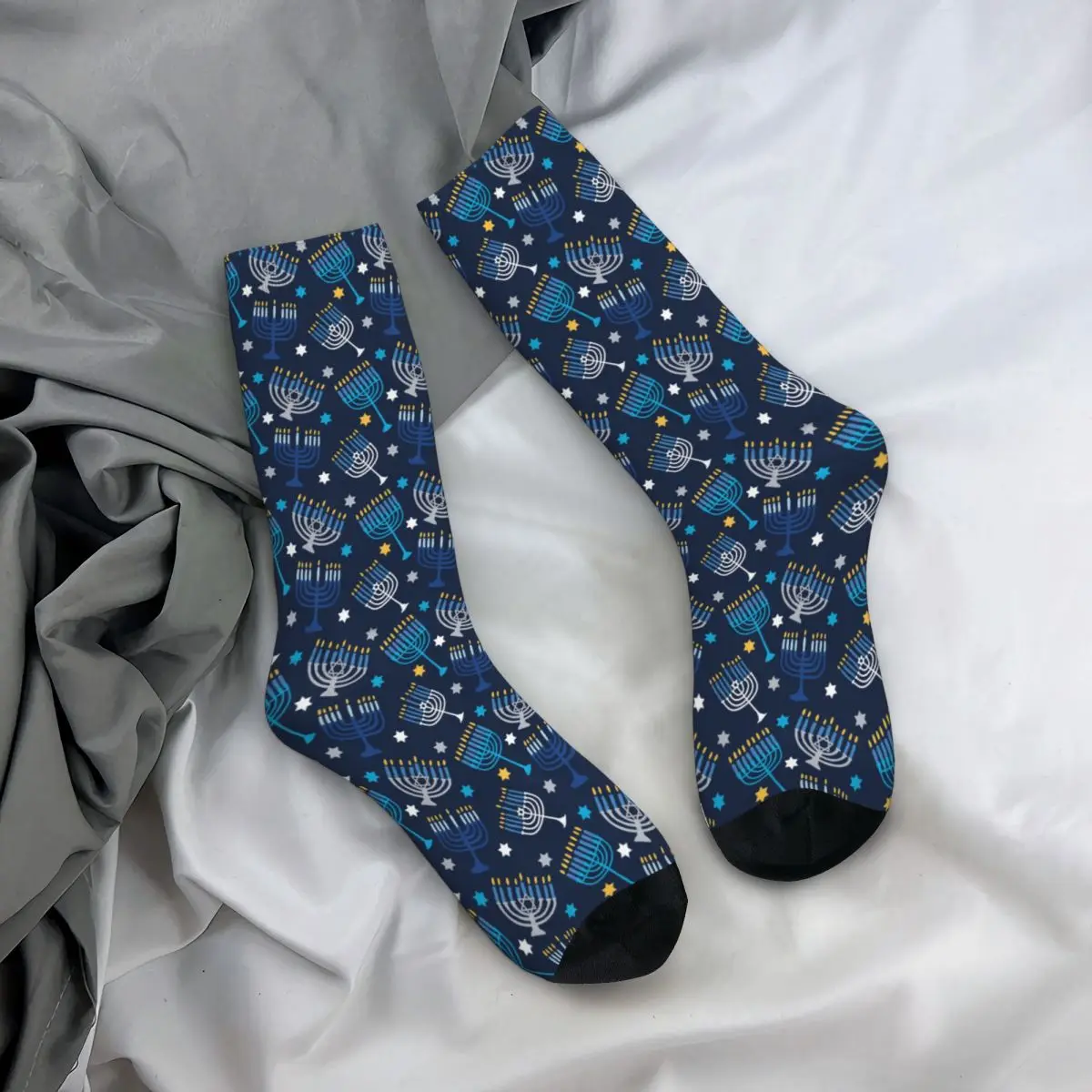 Calcetines con patrón de Hanukkah para hombre y mujer, medias con estampado bonito, adecuado para todas las estaciones, regalos de vestir