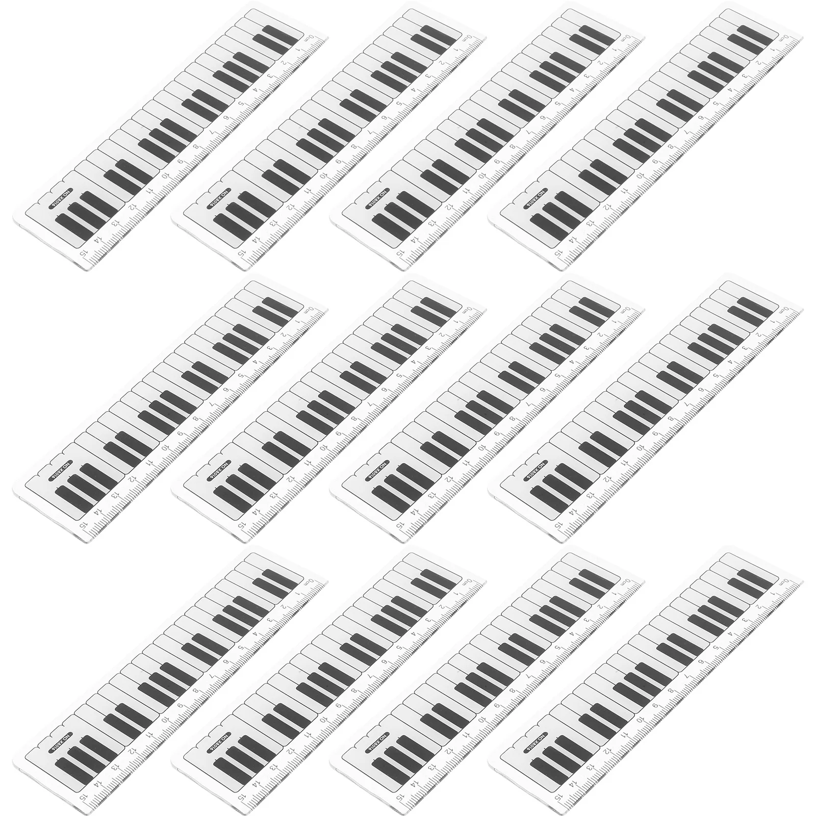 15pcs Music-Inspired Plastic Ruler Kids Piano Keyboard Transparent Straight Measuring Tool For School Classroom Learning