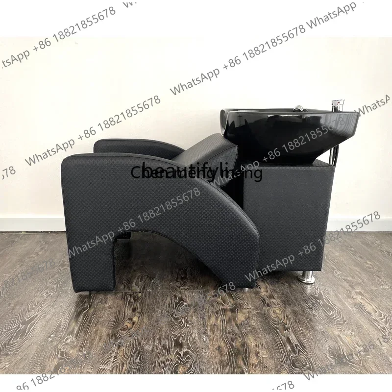 zS173Seated semi-lying shampoo bed Short seated punch bed Ceramic basin Small flush bed for barber shops