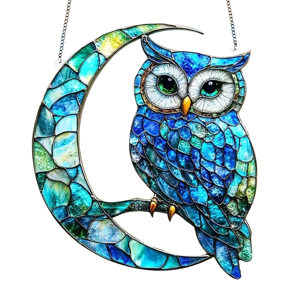 Flat Acrylic Sun Catchers 20cm Diameter Printed Pattern Stained Glass Decor Cord Included Floral Border Wall Decor Sign