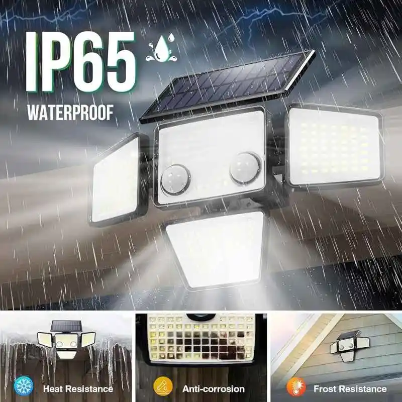 IP65 Waterproof Solar Outdoor Light - 3000LM 188 LED Motion Sensor Light Solar Flood Security Light for Backyard Patio