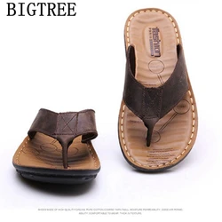 Beach Flip Flops Designer Shoes Men Slippers Genuine Leather Mens Slippers Outdoor Summer Slippers Men Slides Erkek Ayakkabi